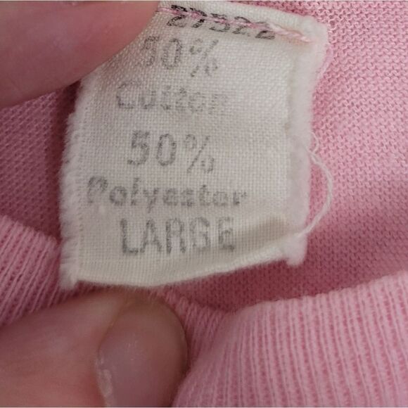 VINTAGE 80s crop top t-shirt pink single stitch ringer Rehoboth‎ Beach M - Picture 7 of 9
